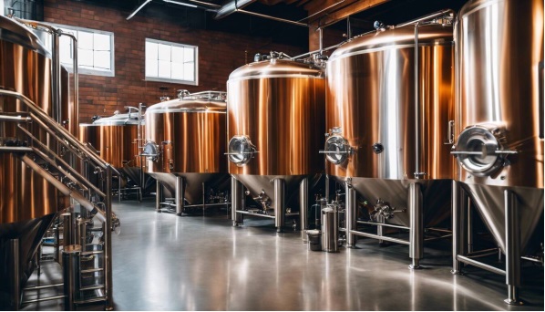 Craft Brewery Large Storage Tanks With Various Sizes In The Brewery