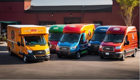 Craft Brewery Multiple Van Of Various Colors Parking Near The Brewery