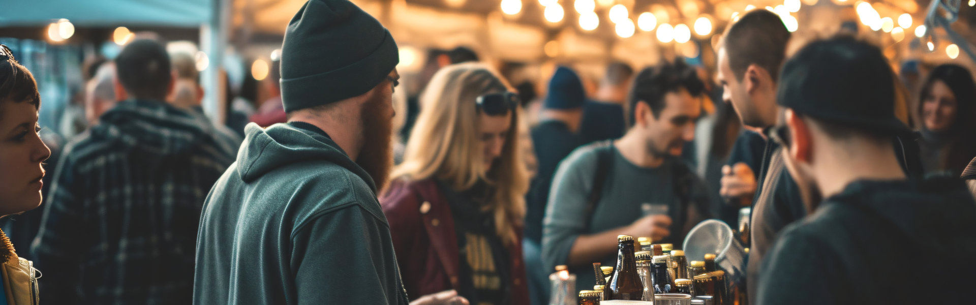 Craft Brewery People Enjoying Bottled Beer